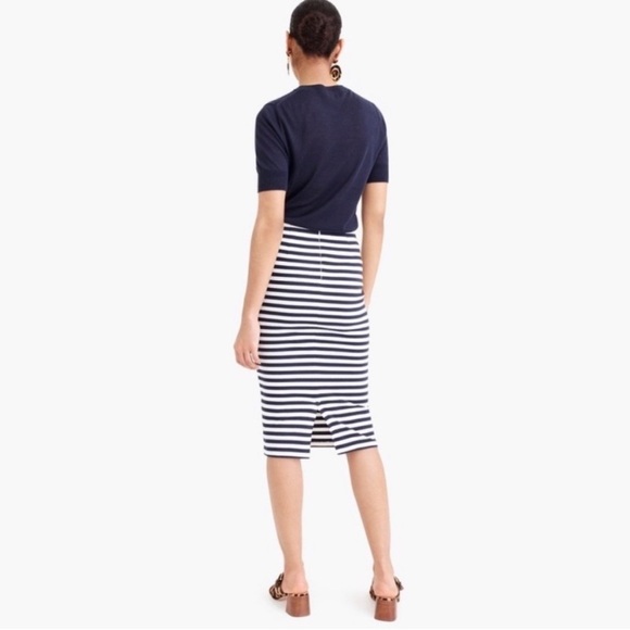 J. Crew Nautical Navy and White Stripe Pencil Skirt Size 0 - Picture 6 of 13